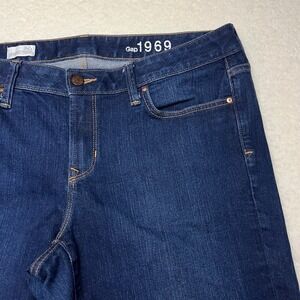 Gap Jeans Womens‎ 32L Blue Long & Lean Trouser 1969 Flare Leg Dark Wash Denim